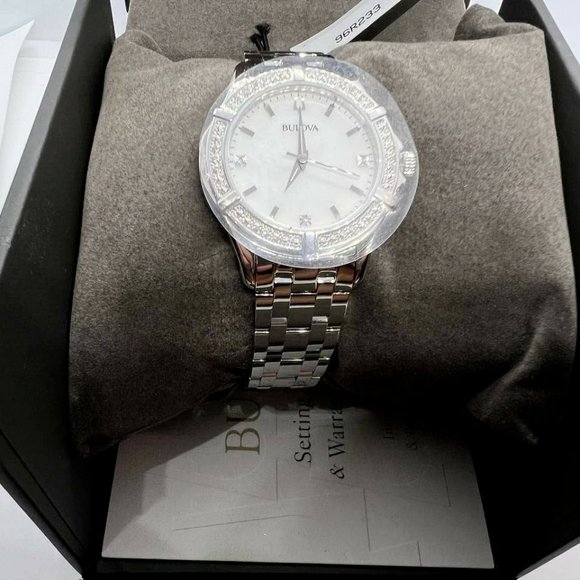 Bulova Accessories - Bulova 96R233 Women's Diamond Accented Stainless Steel Watch w/ MOP Dial